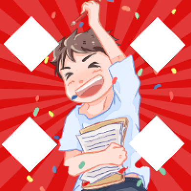 逢考必过考试红色卡通插画公众号次图背景