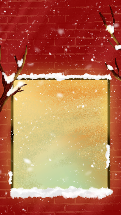 平安夜贺卡祝福温馨插画手机海报背景