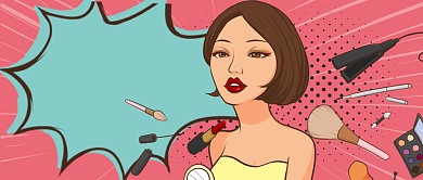 粉色发散时尚炫彩美妆榜单背景