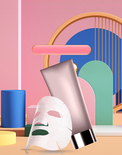 莫兰迪化妆品C4D简约清新日常通用海报背景