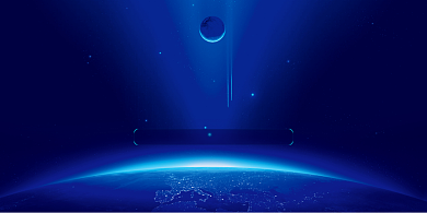 线上广交会商务会议蓝色渐变印刷展板背景