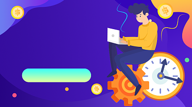 金融知识紫色插画广告banner背景