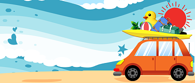 毕业旅游季卡通手绘公众号首图背景