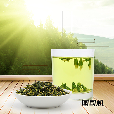 夏日食品绿茶茶叶主图背景