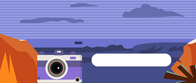 紫色卡通摄像旅游拍照公众号首图背景