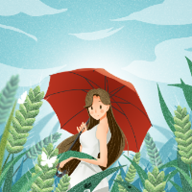 处暑时节卡通插画公众号次图背景