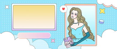 直播护肤推荐插画公众号首图背景