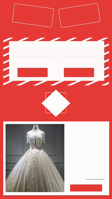 红色简约双十二推荐礼服文章配图背景