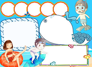 防溺水蓝色卡通小报背景