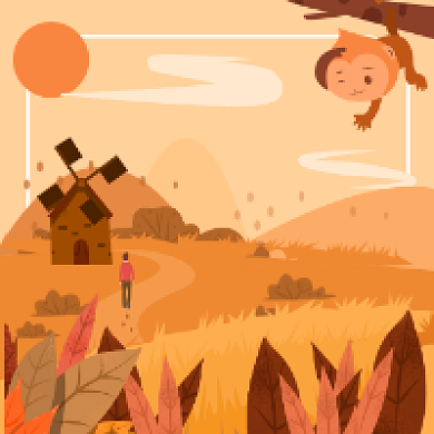 立秋节气简约插画公众号次图背景