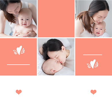 粉色温馨亲子照片摄影方形配图背景