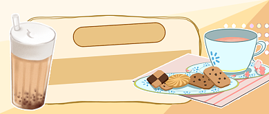 黄色卡通下午茶攻略公众号首图背景