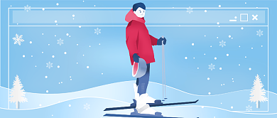 冬季滑雪场大促销插画公众号首图背景