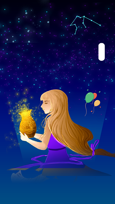 水瓶座生日快乐星空插画文章配图背景