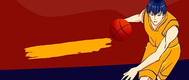 红色卡通篮球赛体育运动公众号首图背景