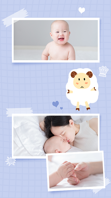 亲子晒娃拼图分享手机海报背景