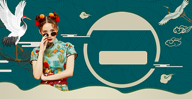 国潮旗袍上新女装海报背景