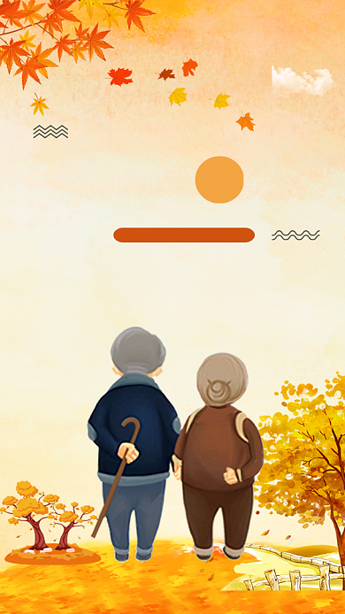 重阳节黄色枫叶卡通文章配图背景