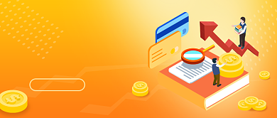 橙色卡通手绘理财金融货币公众号首图背景