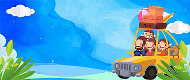 暑期出游谨防旅游病手绘卡通公众号首图背景