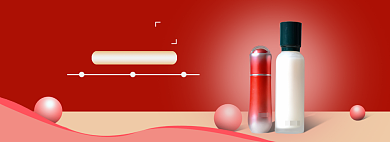 红色简约美容美妆新品预售淘宝banner背景