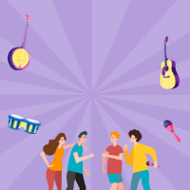 民乐招生紫色插画公众号次图背景