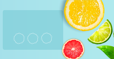 蓝色清新水果橙子柚子柠檬海报背景