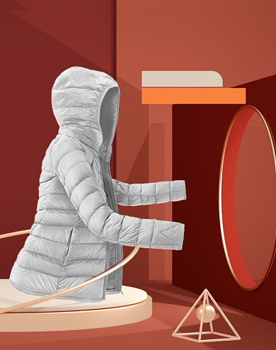 红色创意立体服装冬季上新海报背景