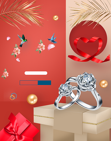 七夕情人节浪漫珠宝首饰钻戒海报背景