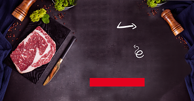 生鲜牛排黑色促销横版海报背景
