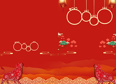 牛年节目单创意大红灯笼两折页背景