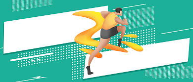 绿色卡通手绘秋冬跑步健身公众号首图背景