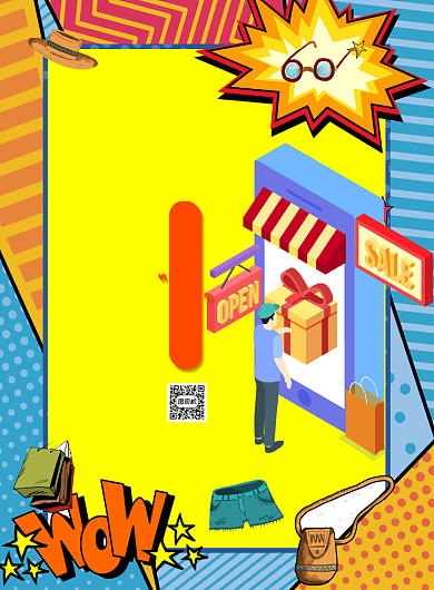 手绘pop风跳蚤市场印刷海报背景