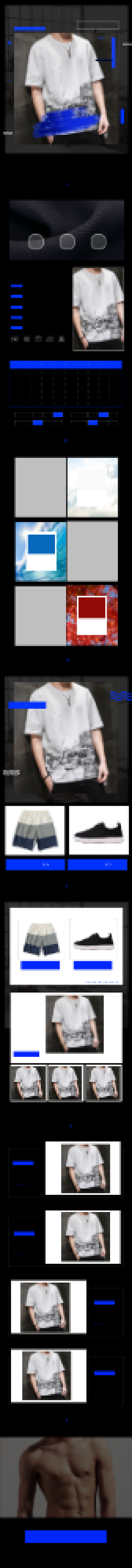 夏日男装黑色蓝色服装T恤详情页背景