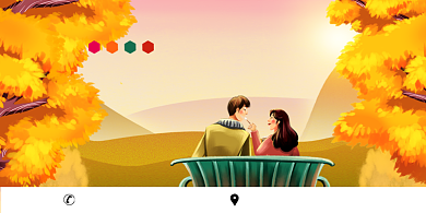 秋天节气唯美插画醉美秋游展板背景