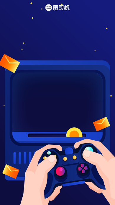 招募令创意游戏主播手绘手机海报背景