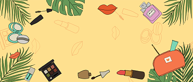 直播化妆品卖货手绘卡通公众号首图背景