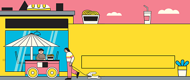 营养早餐手绘卡通公众号首图背景