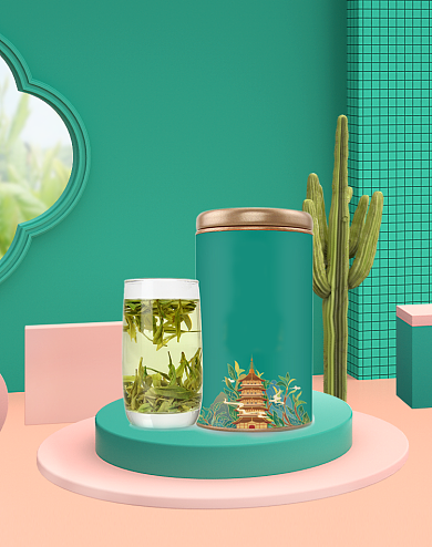 绿色春茶上新茶叶海报背景