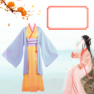 原创汉服古风插画中国风促销主图背景