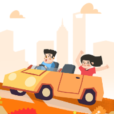 短途自驾游简约插画公众号次图背景