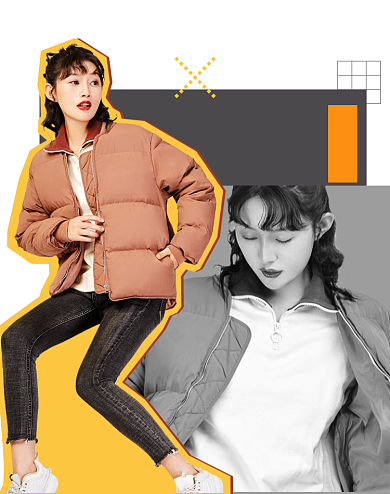 时尚冬季上新羽绒服促销海报背景