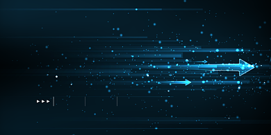 年会蓝色箭头光束企业年度盛典展板背景