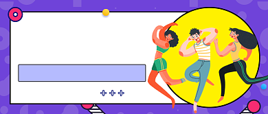 紫色卡通手绘热点速报公众号首图背景