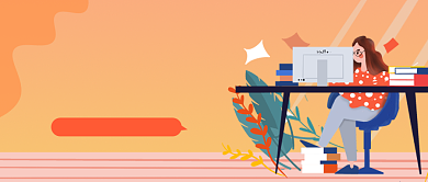 橙色卡通在线学习知识公众号首图背景