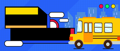 蓝色卡通考驾照公众号首图背景