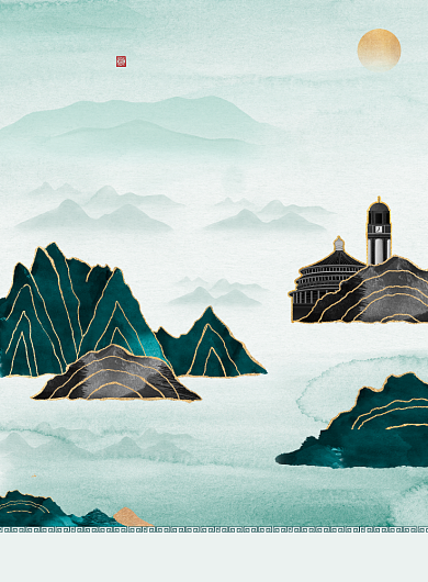 旅游中国风鎏金重庆地产宣传海报背景