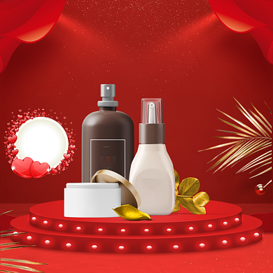 情人节甜美时尚风美妆补水主图背景