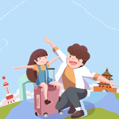 亲子假期可爱插画公众号次图背景