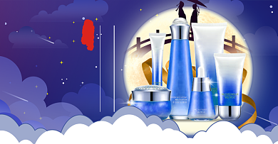 七夕鹊桥相会美妆护肤淘宝天猫海报背景